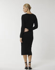 "Make a statement with our chic cut-out waist black midi dress. Get yours for a stunning look!"