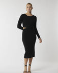 "Unlock confidence in our must-have black midi dress. Effortlessly chic, endlessly versatile!"