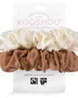 "Sustainable style at its best! Try Kooshoo's plastic-free scrunchies in brown & beige. Soft, durable, & eco-friendly. Shop now for guilt-free beauty!"