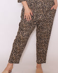 "Unleash your inner fashionista with plus-size soft cotton leopard print pants. Comfy, trendy, and perfect for any occasion. Order now and stand out!"