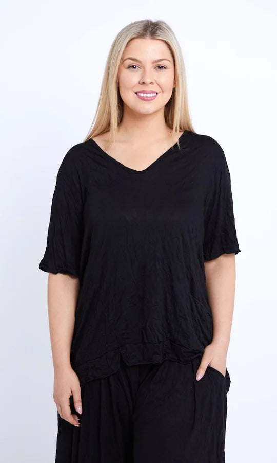 Upgrade your wardrobe with our plus-size soft cotton black top. Soft, stylish, and versatile - a must-have for any season. Order yours now!