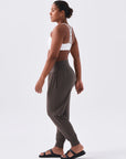 "Elevate your comfort game with our relaxed-fit brown pants. A must-have for yoga and chill days. Shop now!"